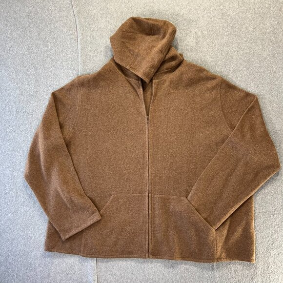 NWT Eileen Fisher Sz 3X 2 Piece Set Hooded Jacket Drawstring Pants Brown Cotton - Picture 3 of 14